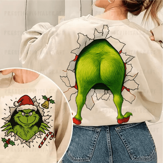 RTS GRINCH CHRISTMAS BOOTY DTF DIRECT TO FILM transfers ADULT 10X11.5 FRONT 9X7 - Do it yourself Transfers