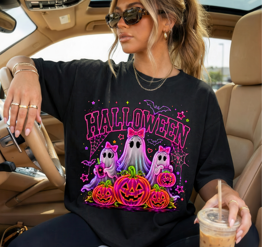 RTS HALLOWEEN GHOST NEON DTF DIRECT TO FILM transfers ADULT 10X11.5 - Do it yourself Transfers