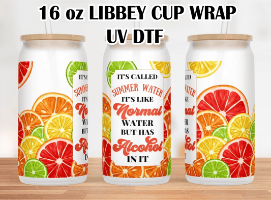 RTS It's called summer water UV DTF 16 oz Libbey cup wrap - Do it yourself Transfers
