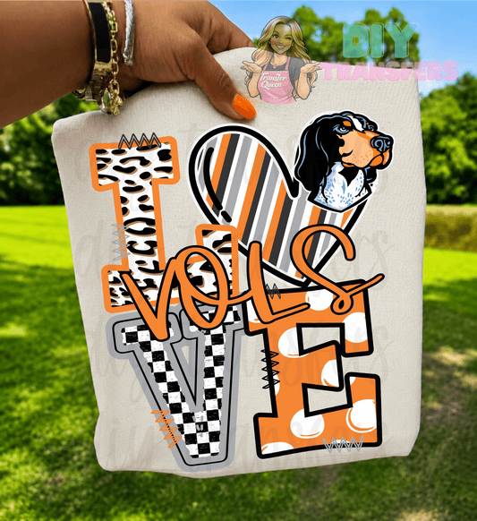 RTS LOVE VOLS ORANGE BLACK DTF DIRECT TO FILM transfers ADULT 10X11.5 - Do it yourself Transfers