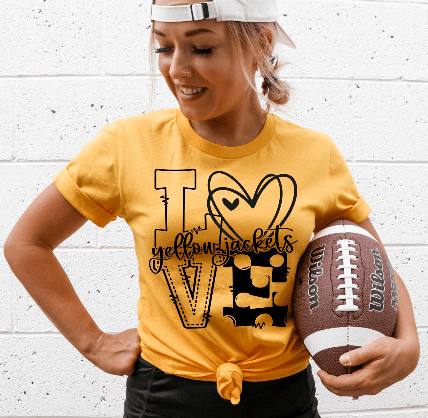 RTS Love YELLOW JACKETS sports football SINGLE COLOR BLACK Screen Print transfers size ADULT 10X12 - Do it yourself Transfers