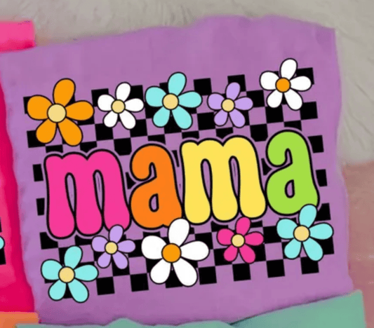 RTS MAMA FLOWERS CHECKER DTF DIRECT TO FILM transfers ADULT 10X11.5 - Do it yourself Transfers
