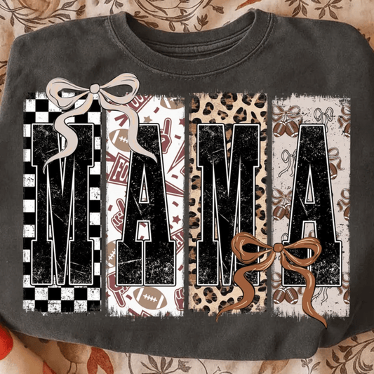 RTS MAMA FOOTBALL BOW DTF DIRECT TO FILM transfers ADULT 10X11.5 - Do it yourself Transfers