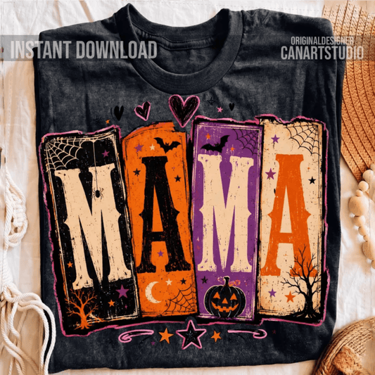 RTS MAMA HALLOWEEN COLORS DTF DIRECT TO FILM transfers ADULT 10X11.5 - Do it yourself Transfers