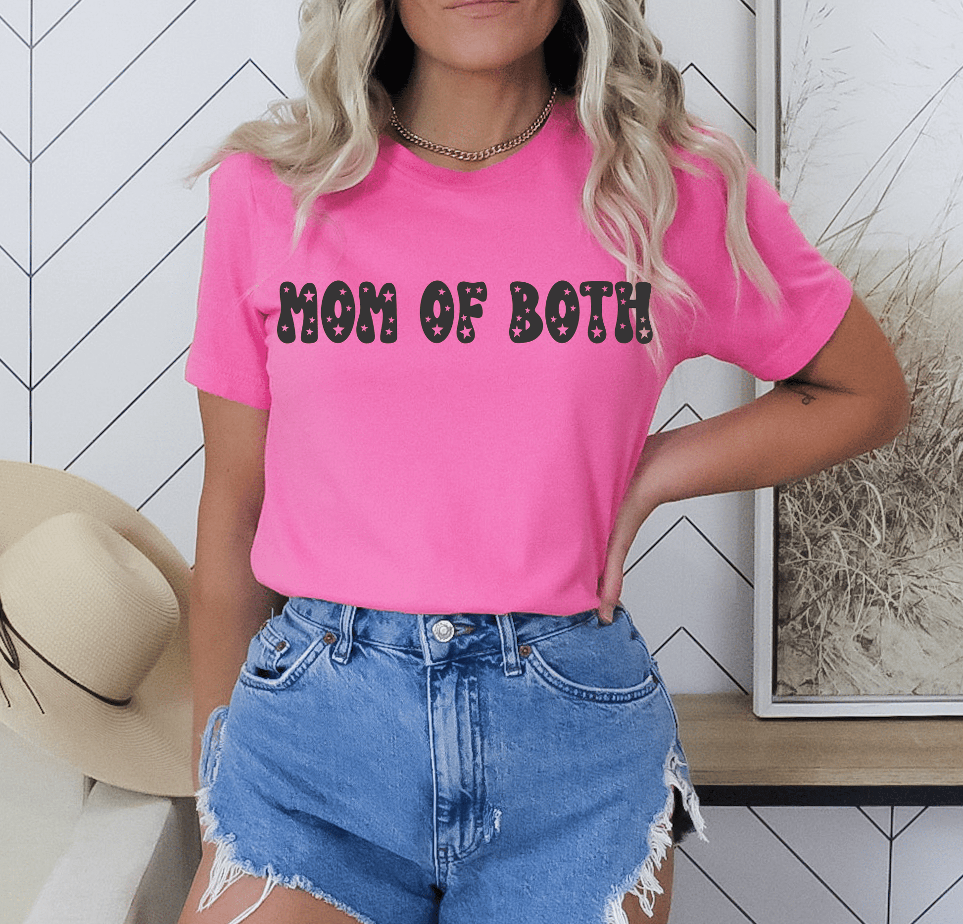 RTS MOM OF BOTH STARS SINGLE COLOR BLACK Screen Print transfers size ADULT 7X12 - Do it yourself Transfers