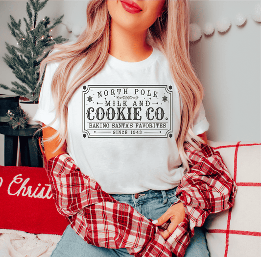 RTS NORTH POLE MILK AND COOKIES SINCE 1943 CHRISTMAS SINGLE COLOR BLACK SCREEN PRINT transfer ADULT 9X12 - Do it yourself Transfers