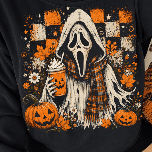 RTS SCREAM HALLOWEEN CHECKER ORANGE DTF DIRECT TO FILM transfers ADULT 10X11.5 - Do it yourself Transfers