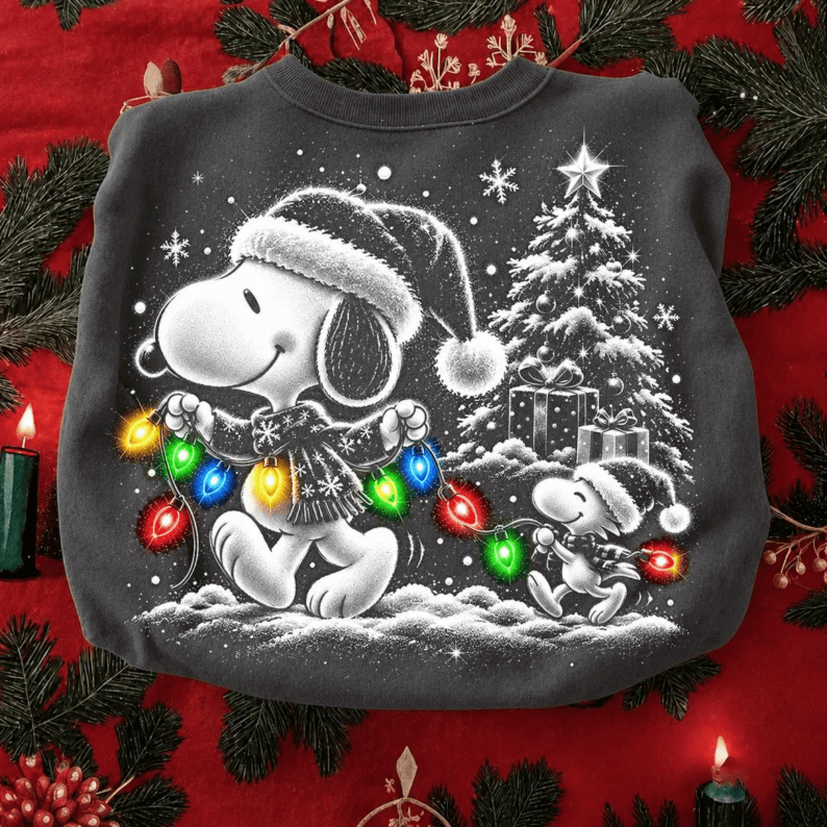RTS SNOOPY WHITE CHRISTMAS DTF DIRECT TO FILM transfers ADULT 10.5X11.5 - Do it yourself Transfers