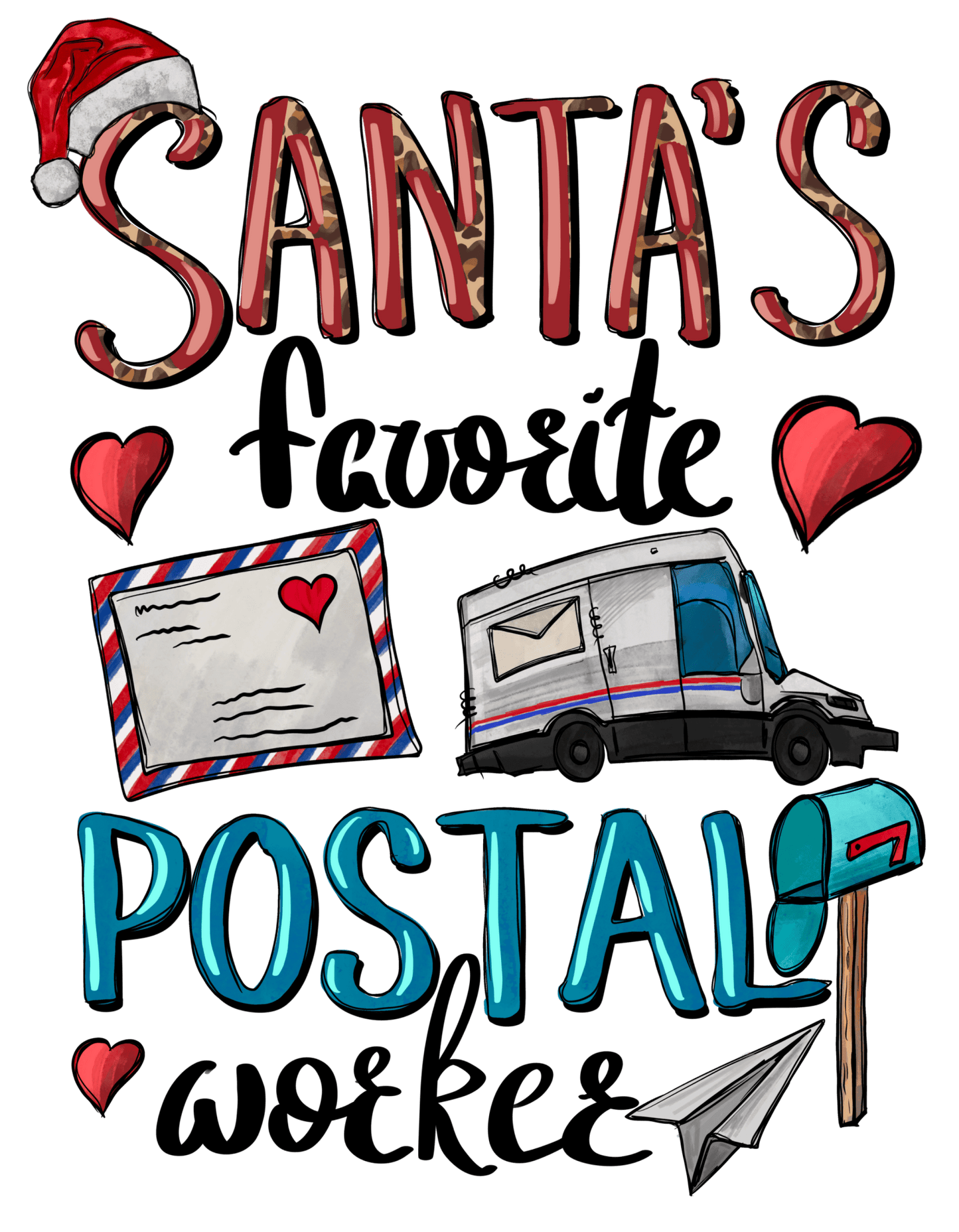 SANTAS FAVORITE POSTAL DTF HOT PEEL DTF TRANSFERPRINT TO ORDER - Do it yourself Transfers