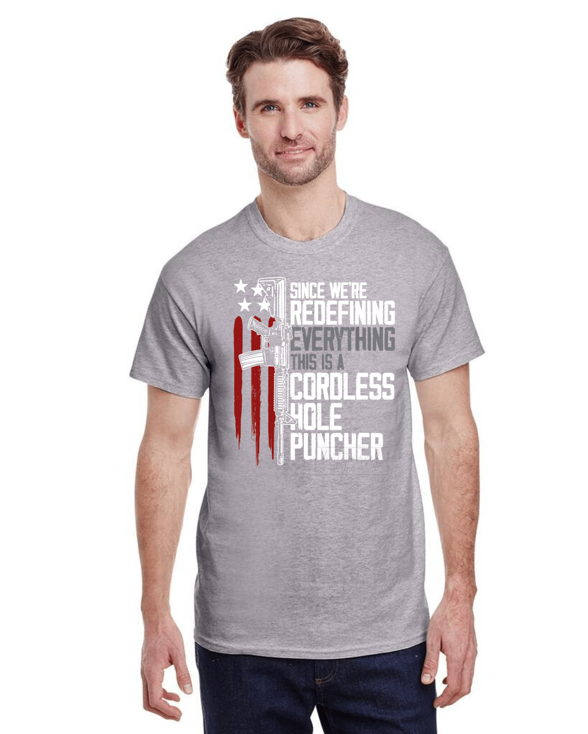 Since we're redefing everything this is a cordless hole puncher american flag size ADULT 12.8x11 DTF TRANSFERPRINT TO ORDER - Do it yourself Transfers