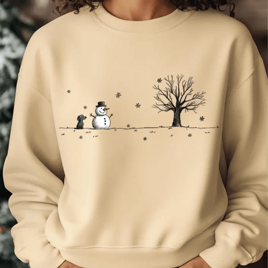 Snowman with dog Christmas Winter DTF size ADULT DTF TRANSFER PRINT TO ORDER - Do it yourself Transfers