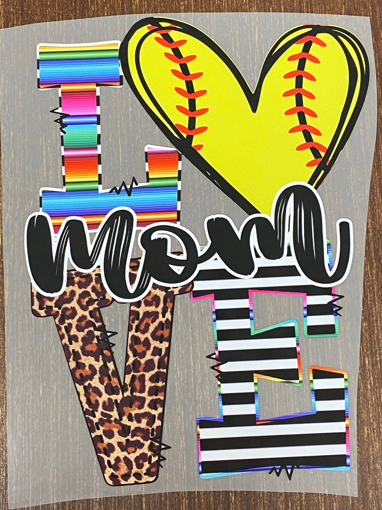 Softball mom serape leopard LOVE DTF TRANSFERPRINT TO ORDER - Do it yourself Transfers