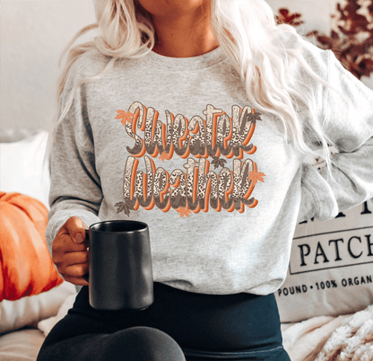 Sweater Weather Leopard orange Autumn leaves Fall size ADULT 9.3x12 DTF TRANSFERPRINT TO ORDER - Do it yourself Transfers