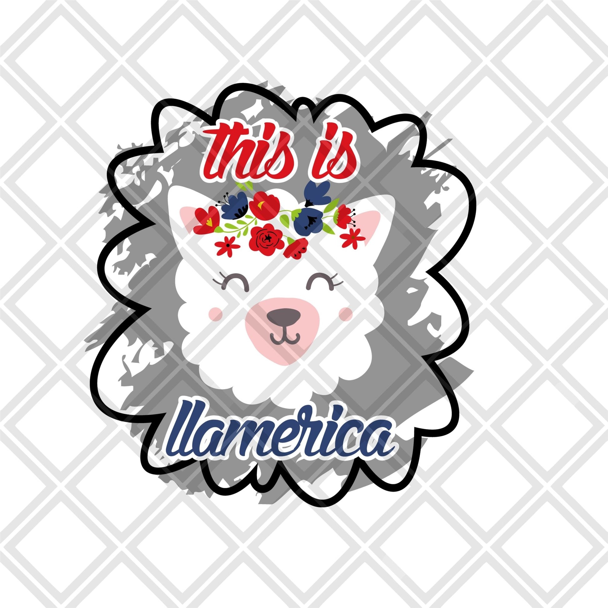 This is Llamerica llama FRAME png Digital Download Instand Download - Do it yourself Transfers