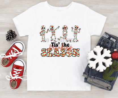 Tis the freaking Season Christmas cakes skeleton skull dancing size KIDS 7x5 DTF TRANSFERPRINT TO ORDER - Do it yourself Transfers