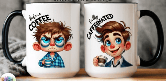 TRANSFER TUESDAY BEFORE COFFEE FULLY CAFFEINATED GUY BUSINESS MAN UV DTF - Do it yourself Transfers