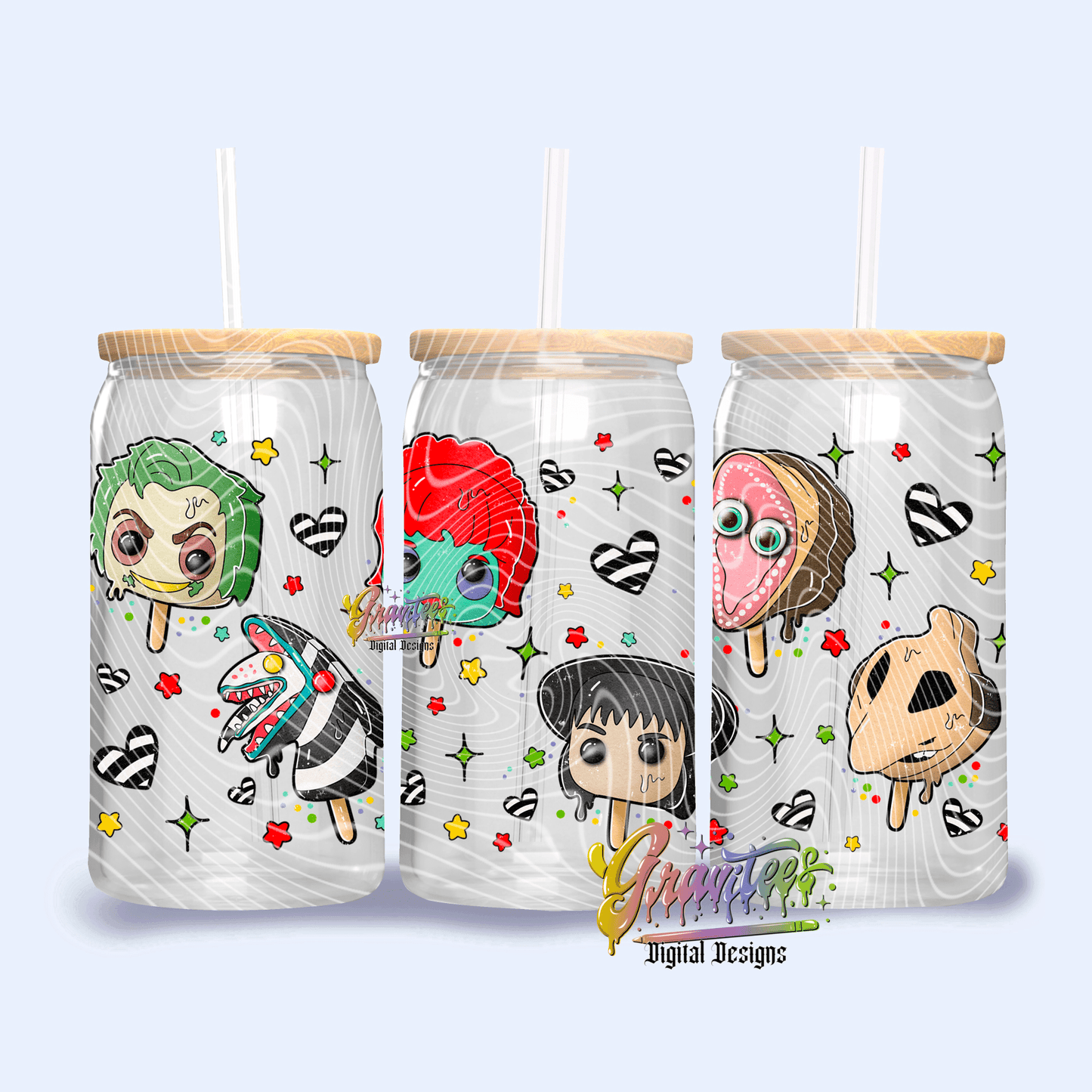 TRANSFER TUESDAY BETTLE JUICE Lets turn on the juice CUP WRAP 16OZ UV DTF - Do it yourself Transfers