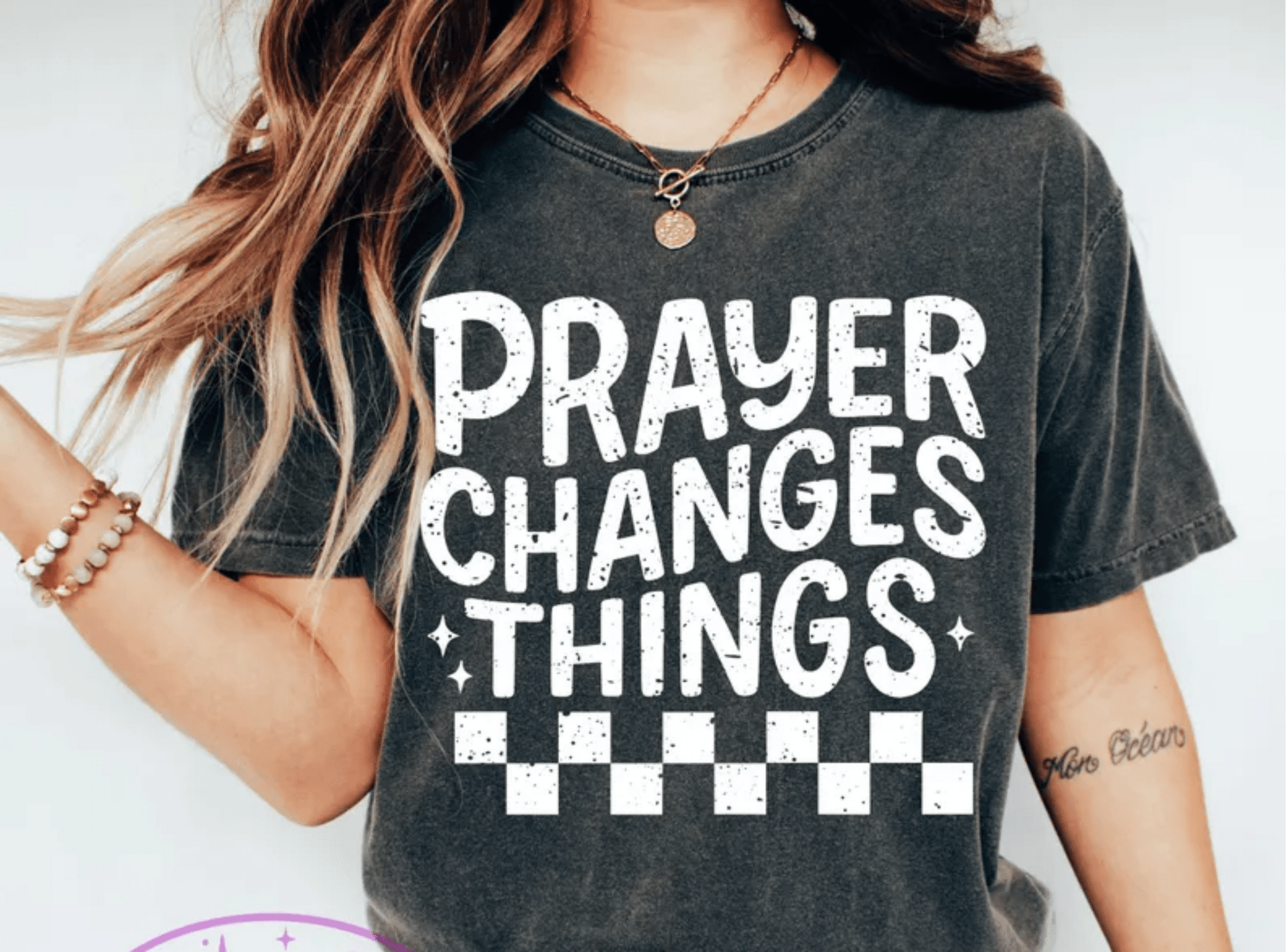 TRANSFER TUESDAY JULY 2ND Prayer changes things SINGLE COLOR WHITE Screen Print transfers size ADULT 9x12 - Do it yourself Transfers