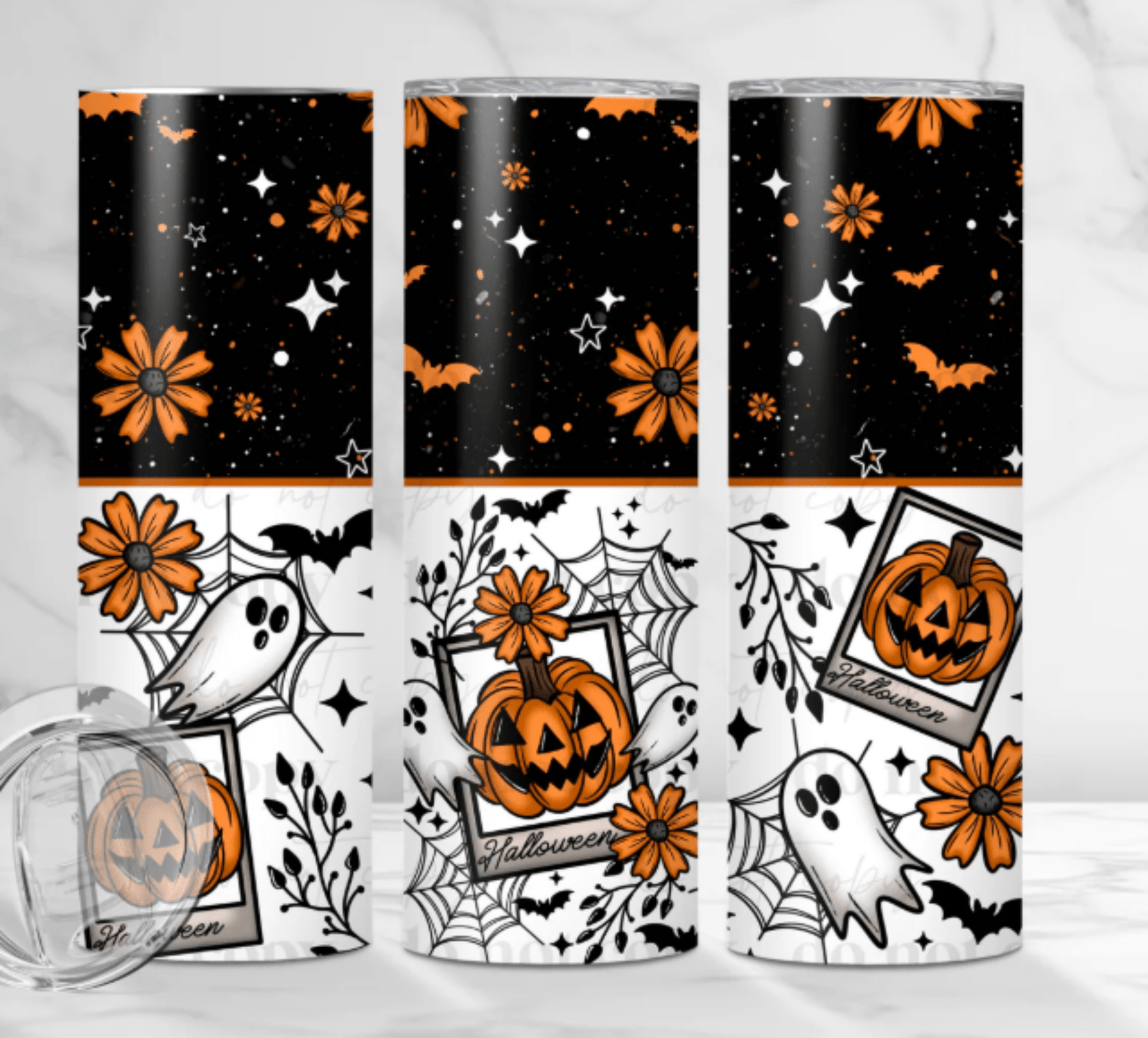 TRANSFER TUESDAY JULY 9TH HALLOWEEN PICTURE PUMPKIN GHOST 20 oz STRAIGHT SKINNY TUMBLER WRAP 9.6x8.3 - Do it yourself Transfers
