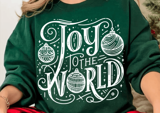 TRANSFER TUESDAY JULY 9TH JOY TO THE WORLD CHRISTMAS BELLS SINGLE COLOR WHITE Screen Print transfers size ADULT 11X12 - Do it yourself Transfers