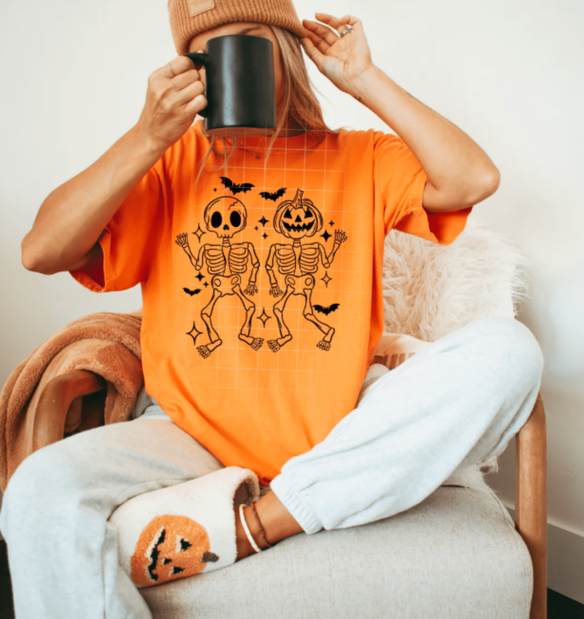 TRANSFER TUESDAY SKULLIES PUMPKIN HALLOWEEN SINGLE COLOR BLACK SCREEN PRINT transfer ADULT 9X12 - Do it yourself Transfers