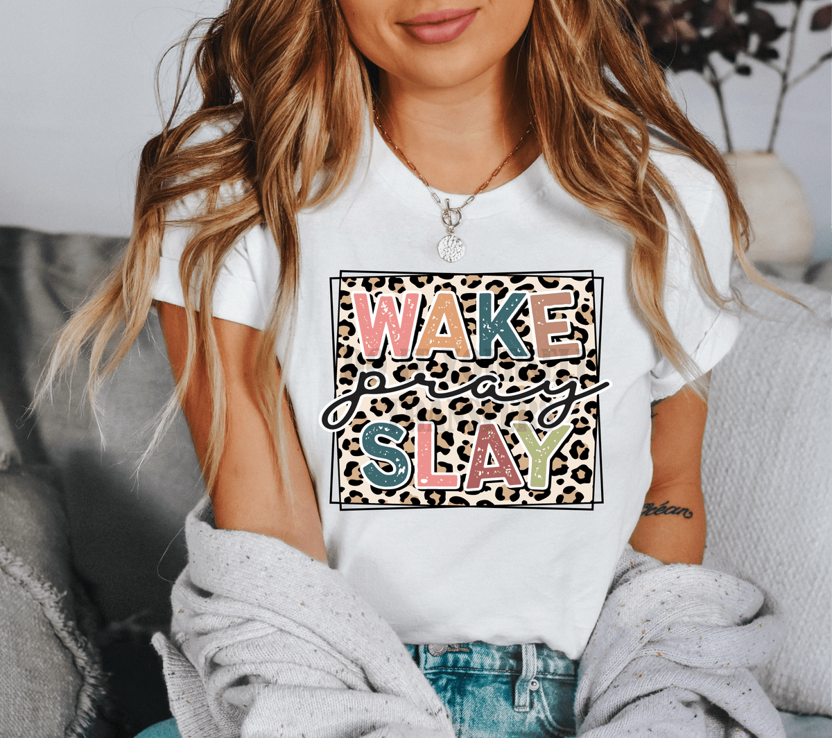 Wake Pray Slay leopard frame size ADULT 11x13 DTF TRANSFERPRINT TO ORDER - Do it yourself Transfers