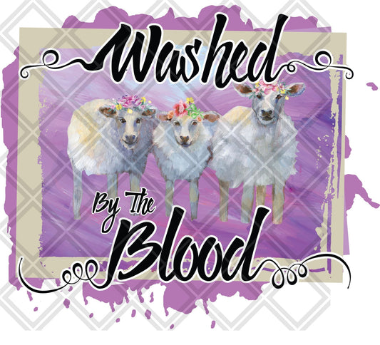 WASHED BY THE BLOOD SHEEP PURPLE FRAME DTF TRANSFERPRINT TO ORDER - Do it yourself Transfers