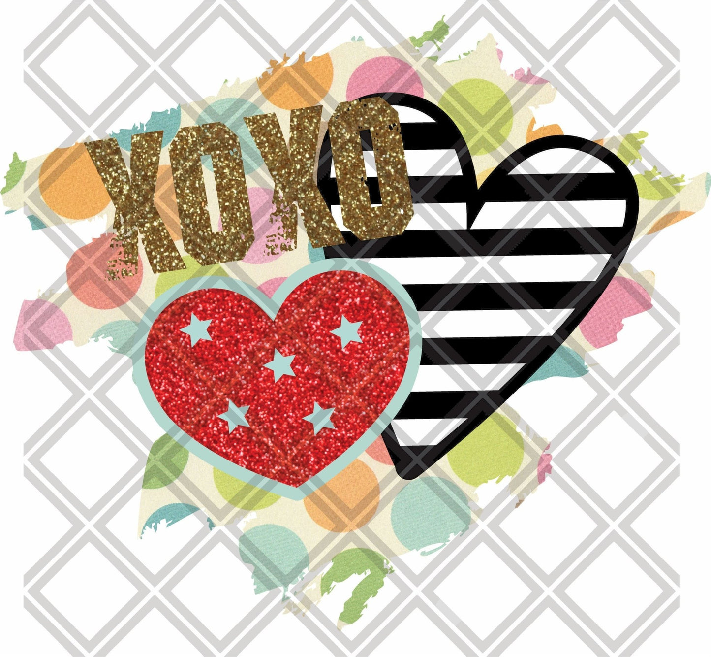 Xoxo Heart Black White Stripes DTF TRANSFERPRINT TO ORDER - Do it yourself Transfers