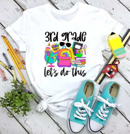 3rd Grade let's do this tie dye school  KID size  DTF TRANSFERPRINT TO ORDER