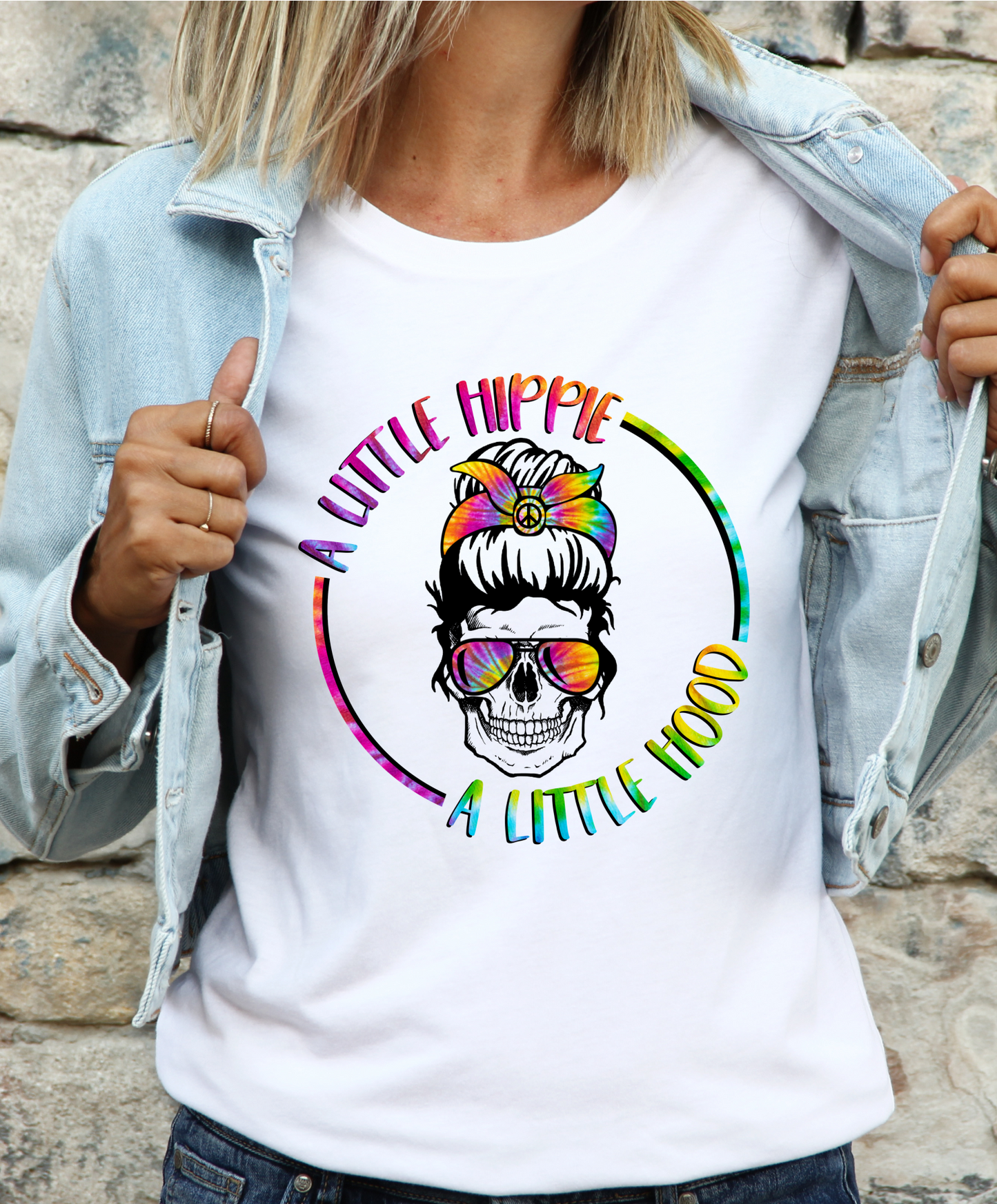 A Little Hippie Skull Circle DTF TRANSFERSPRINT TO ORDER