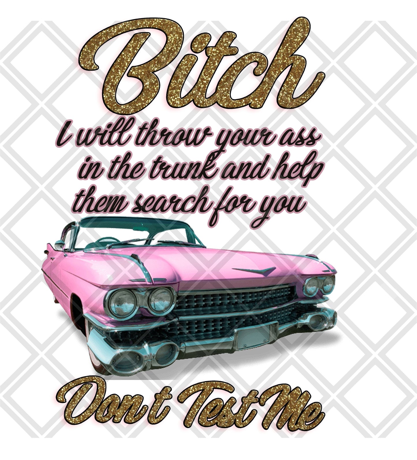 Bitch I will throw your ass in the trunk and help them search for you dont test me no frame png Digital Download Instand Download