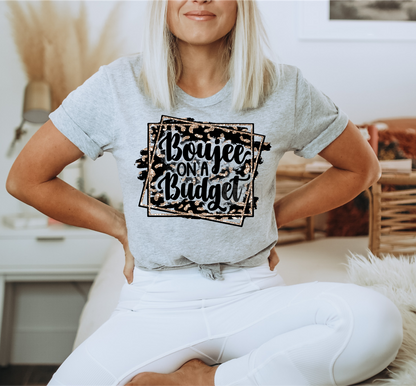Boujee on a Budget leopard frame Bougie  size ADULT  DTF TRANSFERPRINT TO ORDER