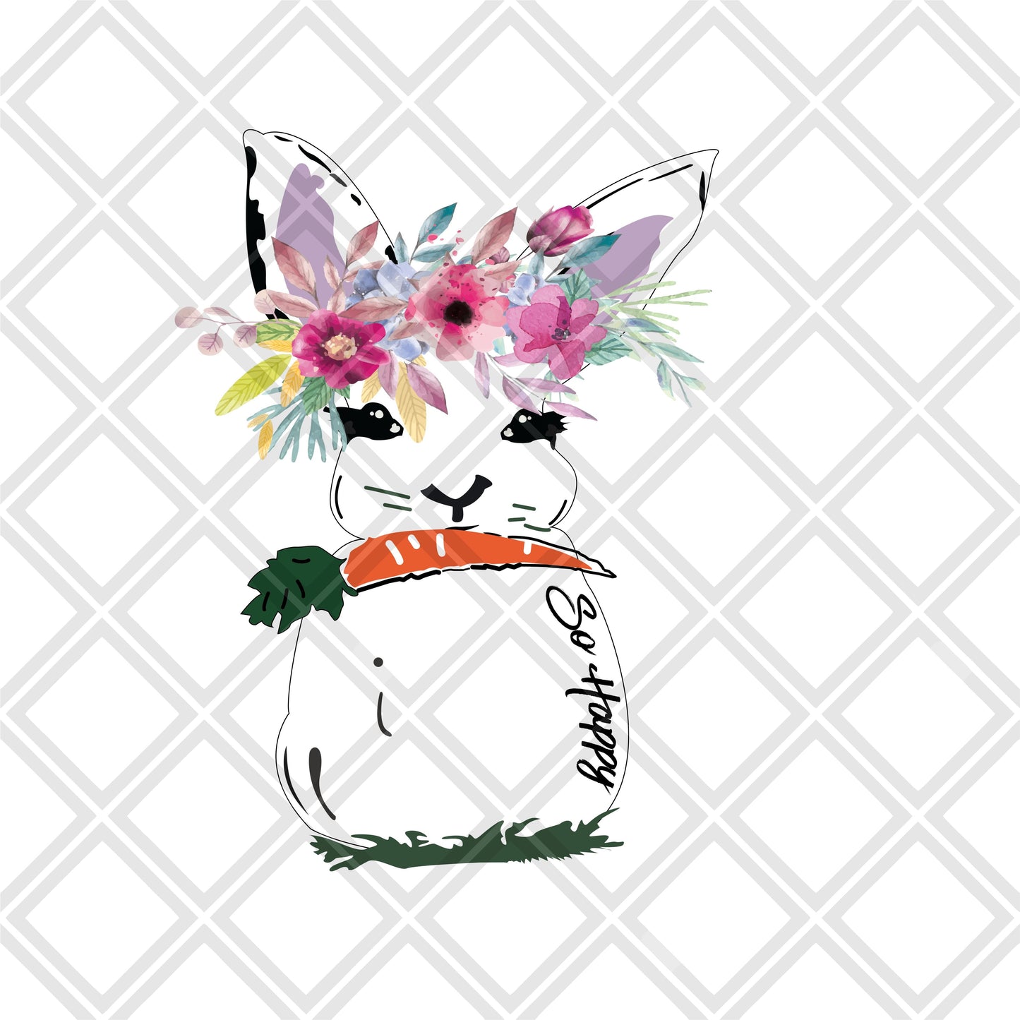 Bunny Water colored Easter FRAME Digital Download Instand Download