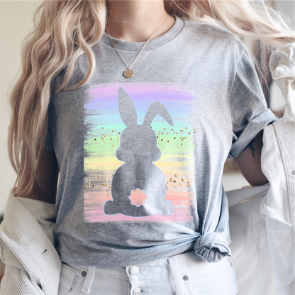 Bunny pastel colors Easter April  size ADULT 12x9.5 DTF TRANSFERPRINT TO ORDER