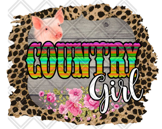 COUNTRY GIRL 2 leopard frame pig face png Digital Download Instand Download