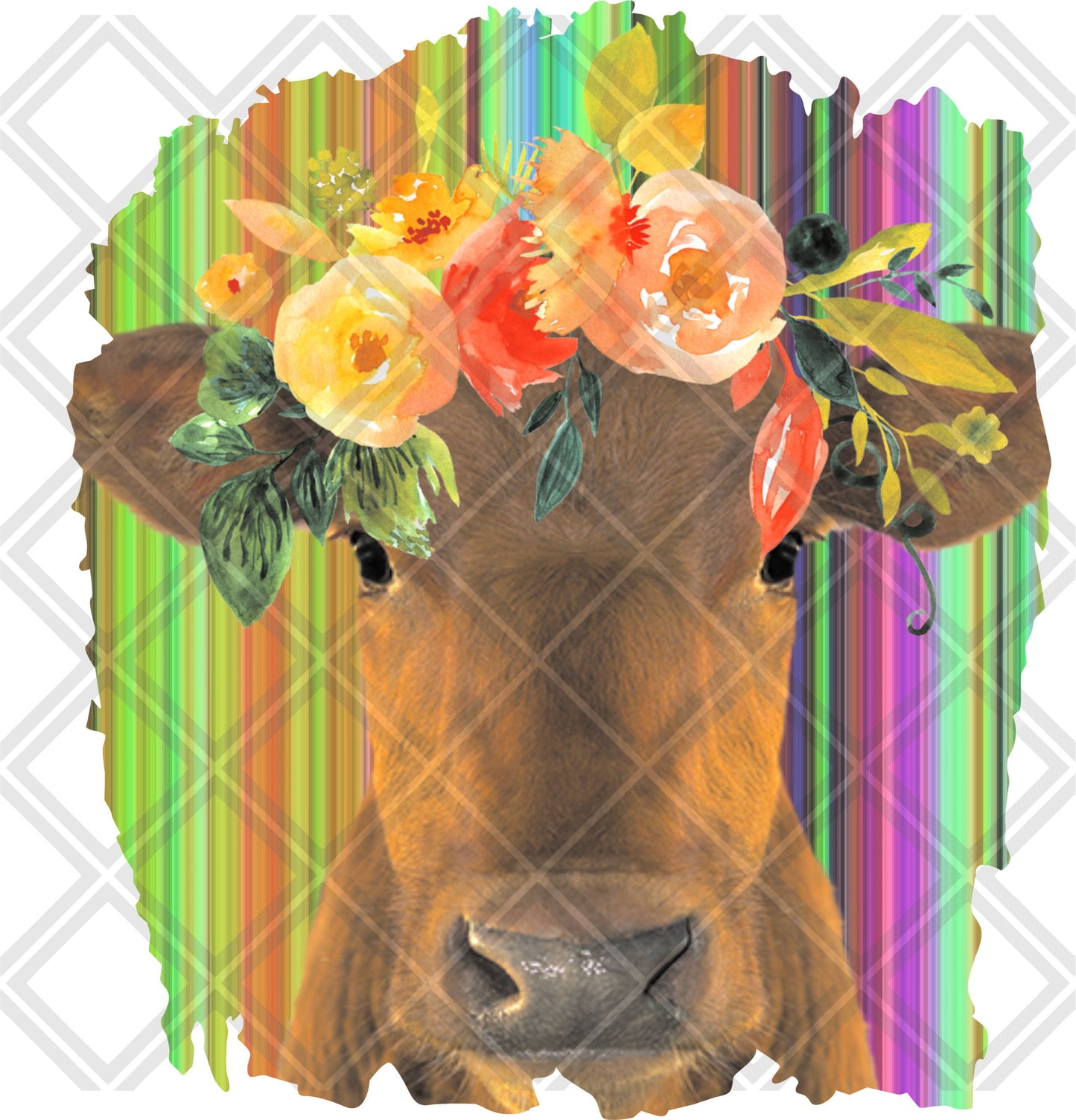 Cow Flowers Blank Frame DTF TRANSFERPRINT TO ORDER