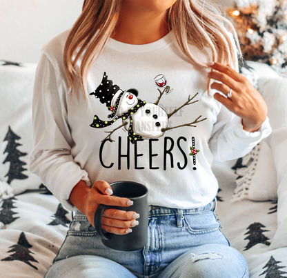Cheers Wine Snowman winter hat Christmas new year  size ADULT  DTF TRANSFERPRINT TO ORDER