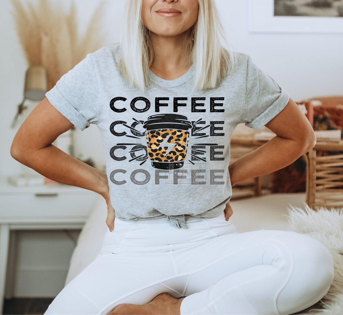 Coffee Coffee Coffee Coffee Cup leopard  size ADULT 11.5x8.5 DTF TRANSFERPRINT TO ORDER