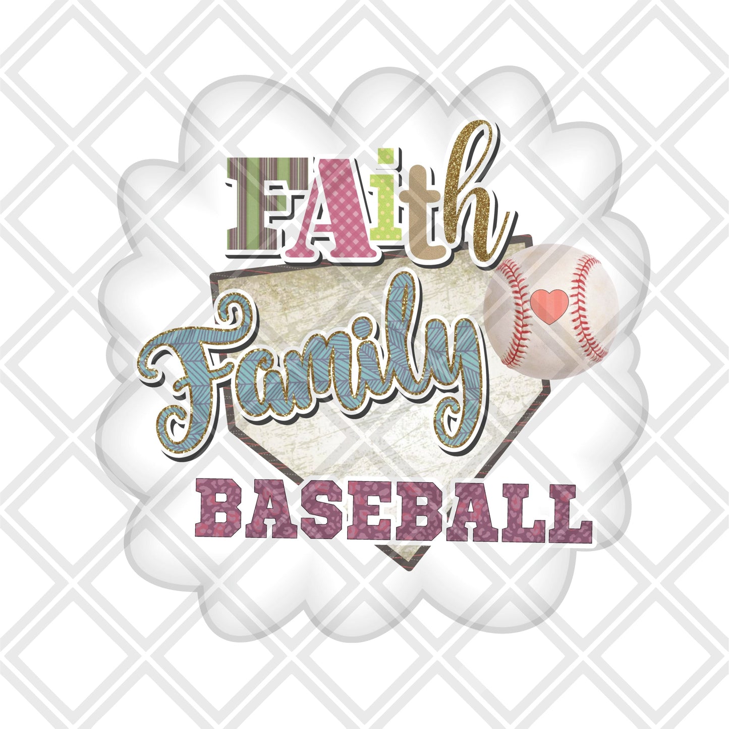 Faith Family Baseball frame png Digital Download Instand Download