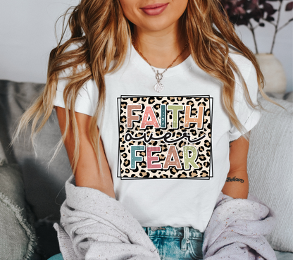 Faith over Fear leopard frame  size ADULT 11.7x10 DTF TRANSFERPRINT TO ORDER