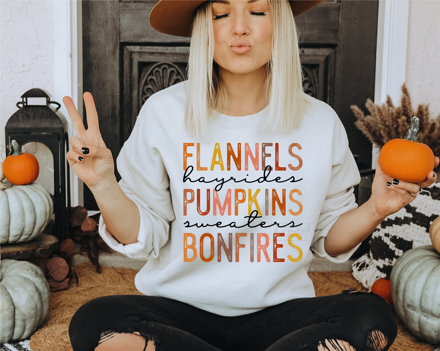 Flannels hayrides Pumpkins sweaters Bonfires Fall Thanksgiving FALL COLORS  size ADULT 12x12 DTF TRANSFERPRINT TO ORDER
