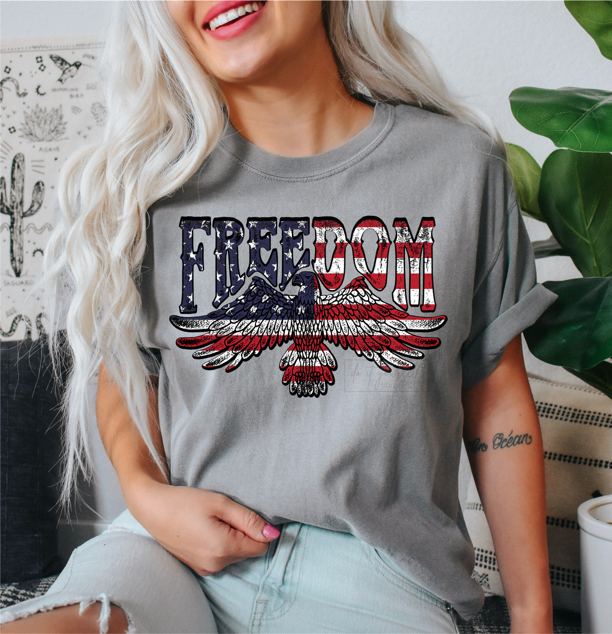 Freedom eagle American flag Men  size ADULT 13.8x9 DTF TRANSFERPRINT TO ORDER