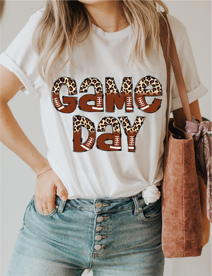 Game Day FOOTBALL stitches leopard  size ADULT 8.2x12 DTF TRANSFERPRINT TO ORDER