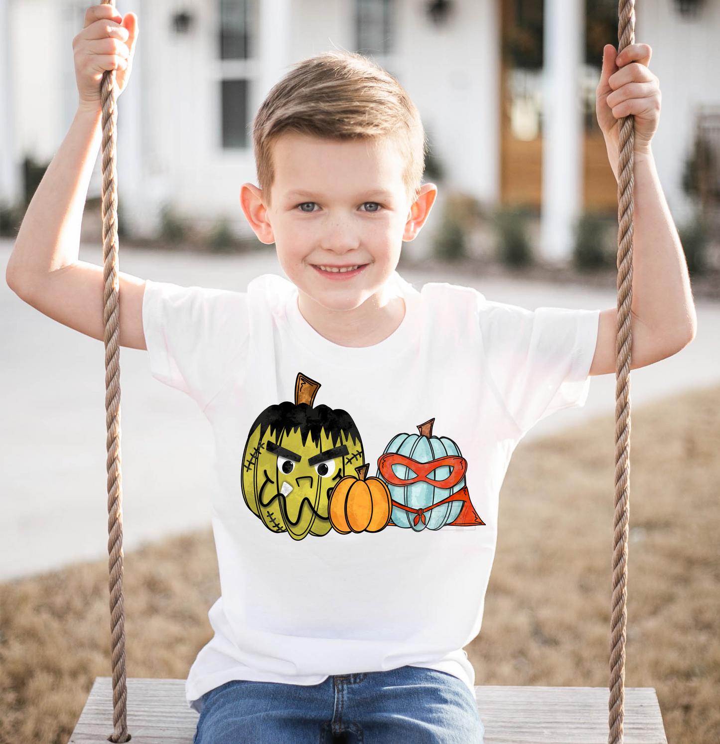 Halloween pumpkin super heros boy  size KIDS  DTF TRANSFERPRINT TO ORDER