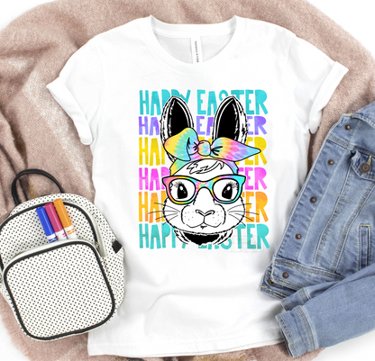 Happy Easter tie dye bunny glasses  size KIDS 6x8 DTF TRANSFERPRINT TO ORDER