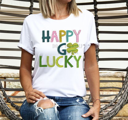 Happy go Lucky St. Patrick's clover green  size ADULT  DTF TRANSFERPRINT TO ORDER