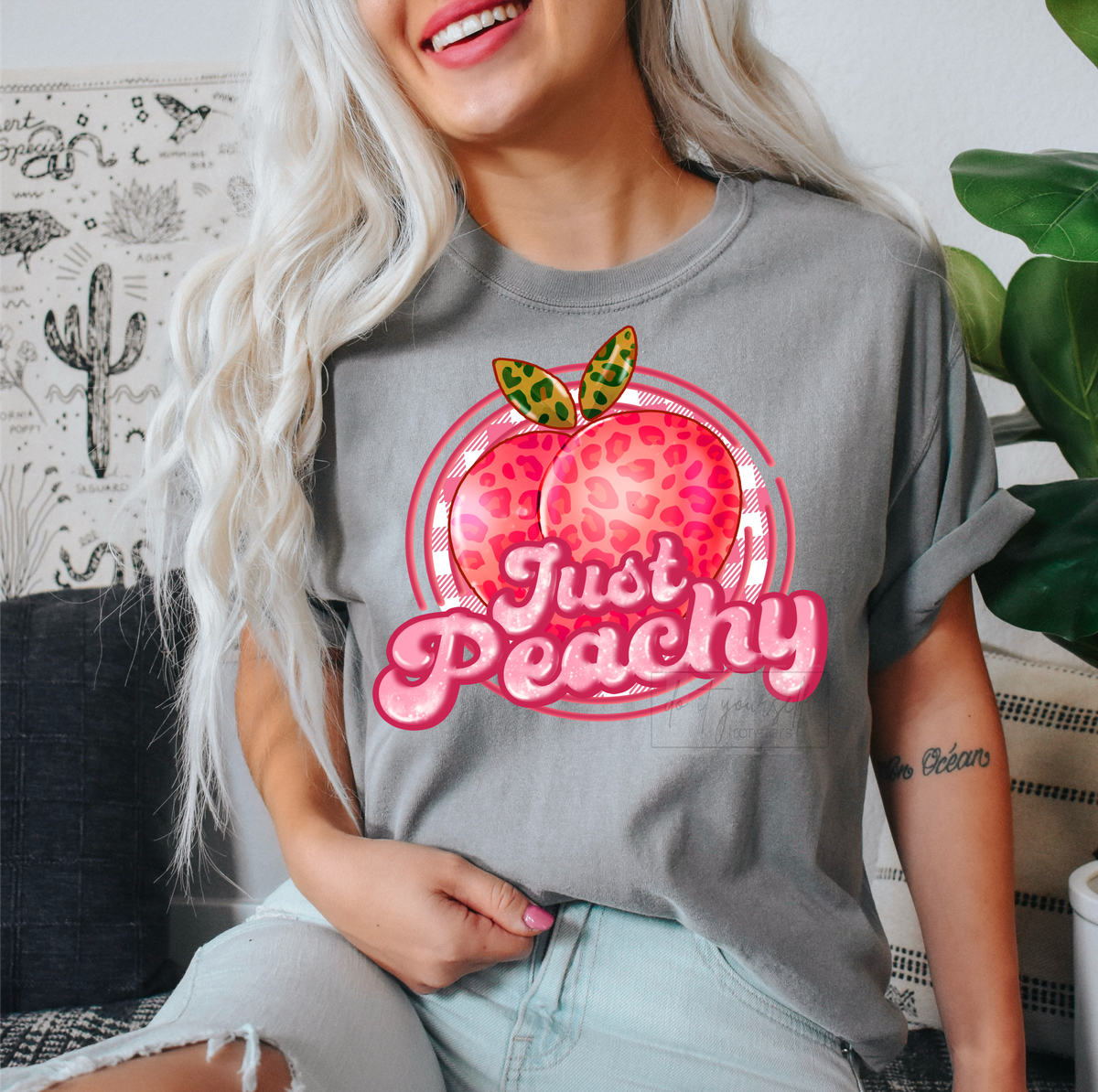 Just Peachy leopard  size ADULT  DTF TRANSFERPRINT TO ORDER