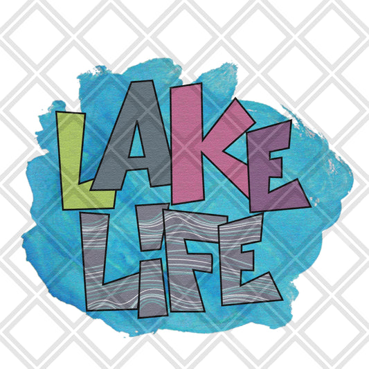Lake Life blue background DTF TRANSFERPRINT TO ORDER
