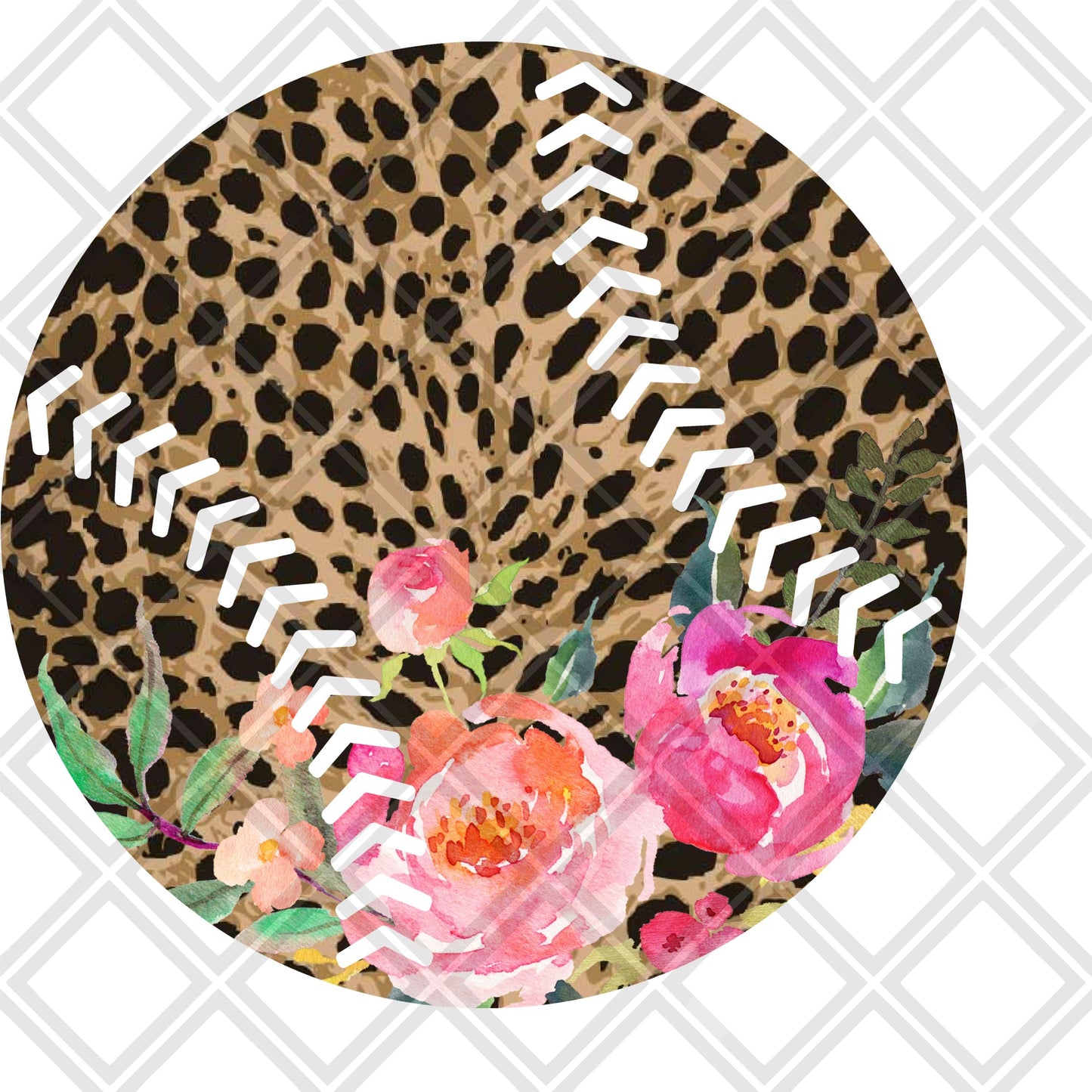 Leopard baseball flowers png Digital Download Instand Download