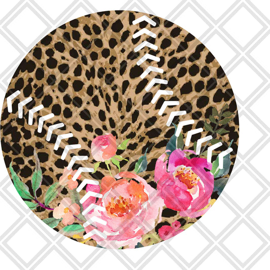 Leopard baseball flowers png Digital Download Instand Download